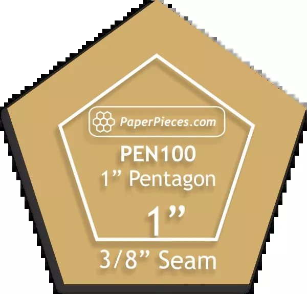 1" Pentagon 3/8 Seam Allowance Acrylic Fabric Cutting Template by Paper Pieces