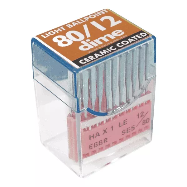 20 pack - 80/12 flat shank - Light Ballpoint - Sewing machine or embroidery machine needles - CERAMIC COATED! from DIME