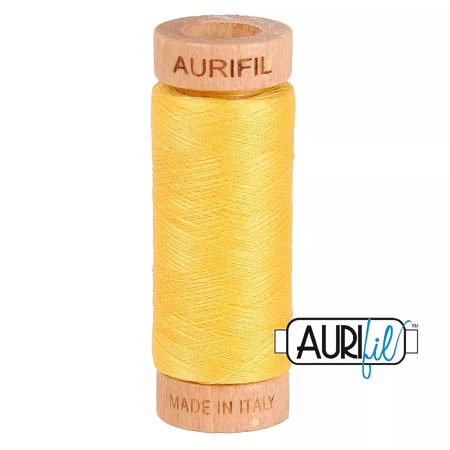 80wt Cotton Thread in 1135 Pale Yellow by Aurifil