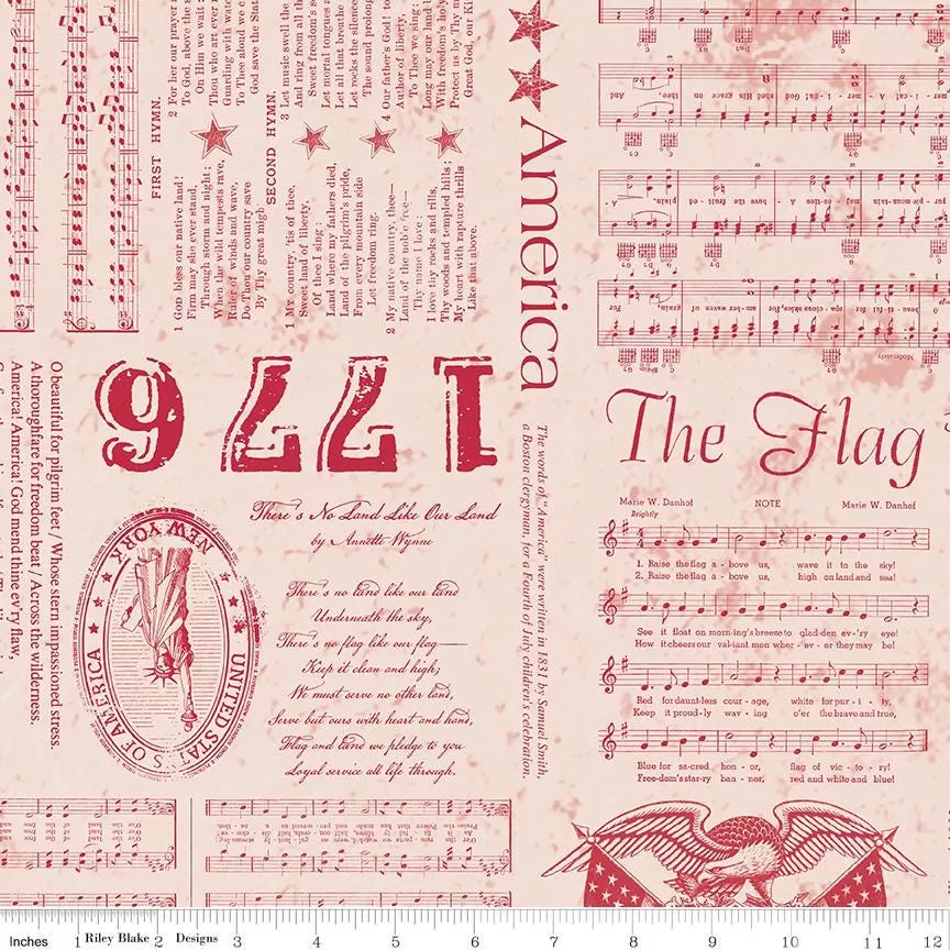 Americana 107/108" Wide Back Liberty Red Yardage WB16102-RED Sold in 1 Yard increments cut continuously