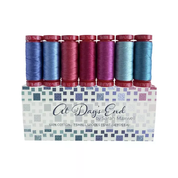 At Day’s End by Sarah Maxwell, 12wt Cotton Thread Set by Aurifil