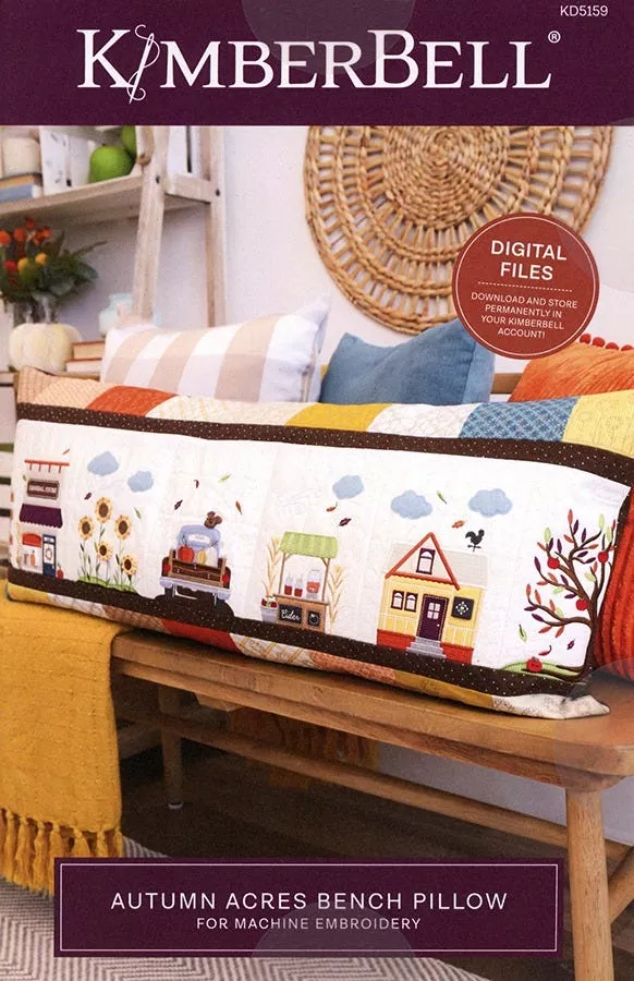 Autumn Acres Bench Pillow Pattern for Machine Embroidery by Kimberbell Designs | Maywood Studios