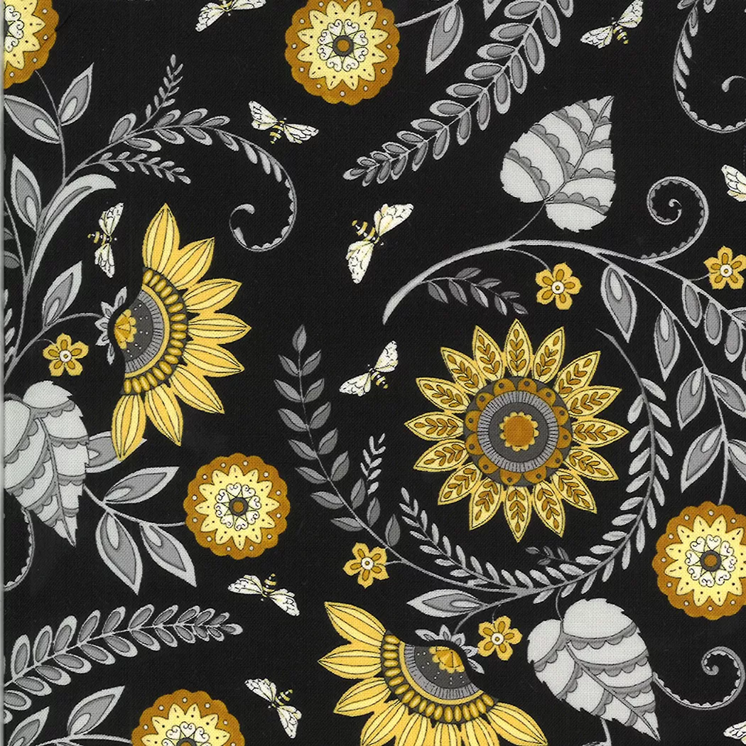 Bee Grateful | Sunflower Garden Ebony by Deb Strain for Moda Fabrics