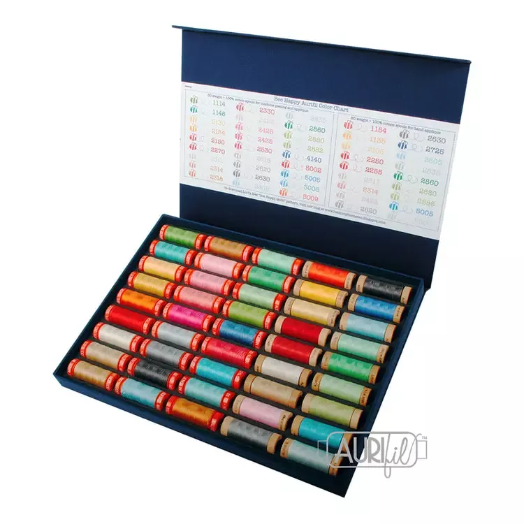Bee Happy Collection by Lori Holt, 80wt & 50wt Cotton Thread Set by Aurifil