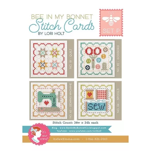 Bee In My Bonnet Stitch Cards - Set P - Cross Stitch - Pattern - It's Sew Emma - ISE-4011
