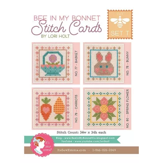 Bee In My Bonnet Stitch Cards - Set T - Cross Stitch - Pattern - It's Sew Emma - ISE-4057