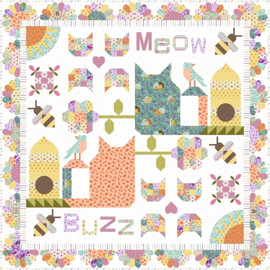 Bloom Where Mew Are Planted - BOM PATTERN- By PammieJane - Curious Garden Fabric - Dear Stella - PJ-301