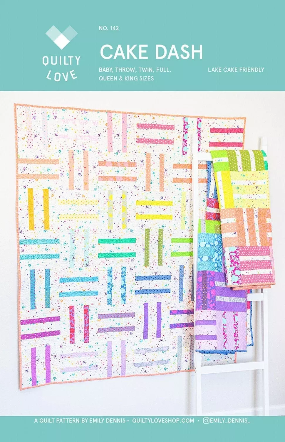 Cake Dash Quilt Pattern QLP142 by Quilty Love - Layer cake friendly - 6 sizes