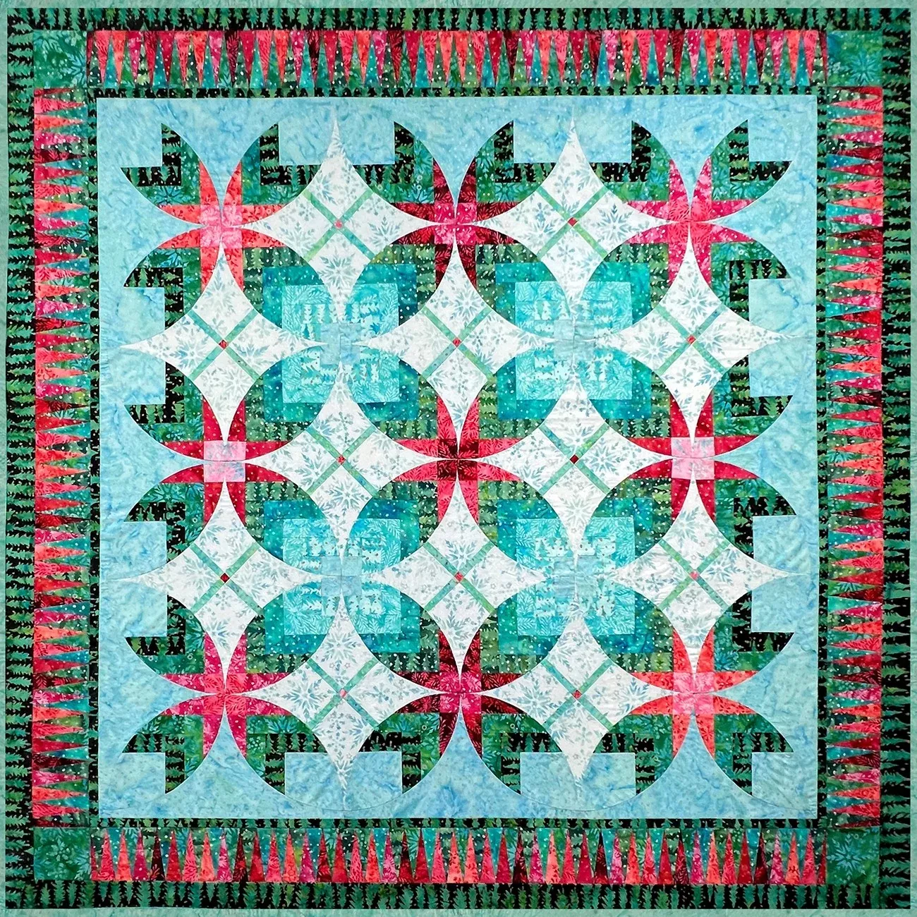 Christmas Rose Batik Quilt Kit by Jacqueline de Jonge | Anthology Fabrics