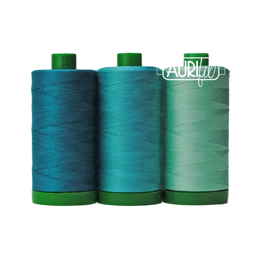 Color Builder 3 Piece Set, 40wt Cotton in Blue-Throated Macaw by Aurifil