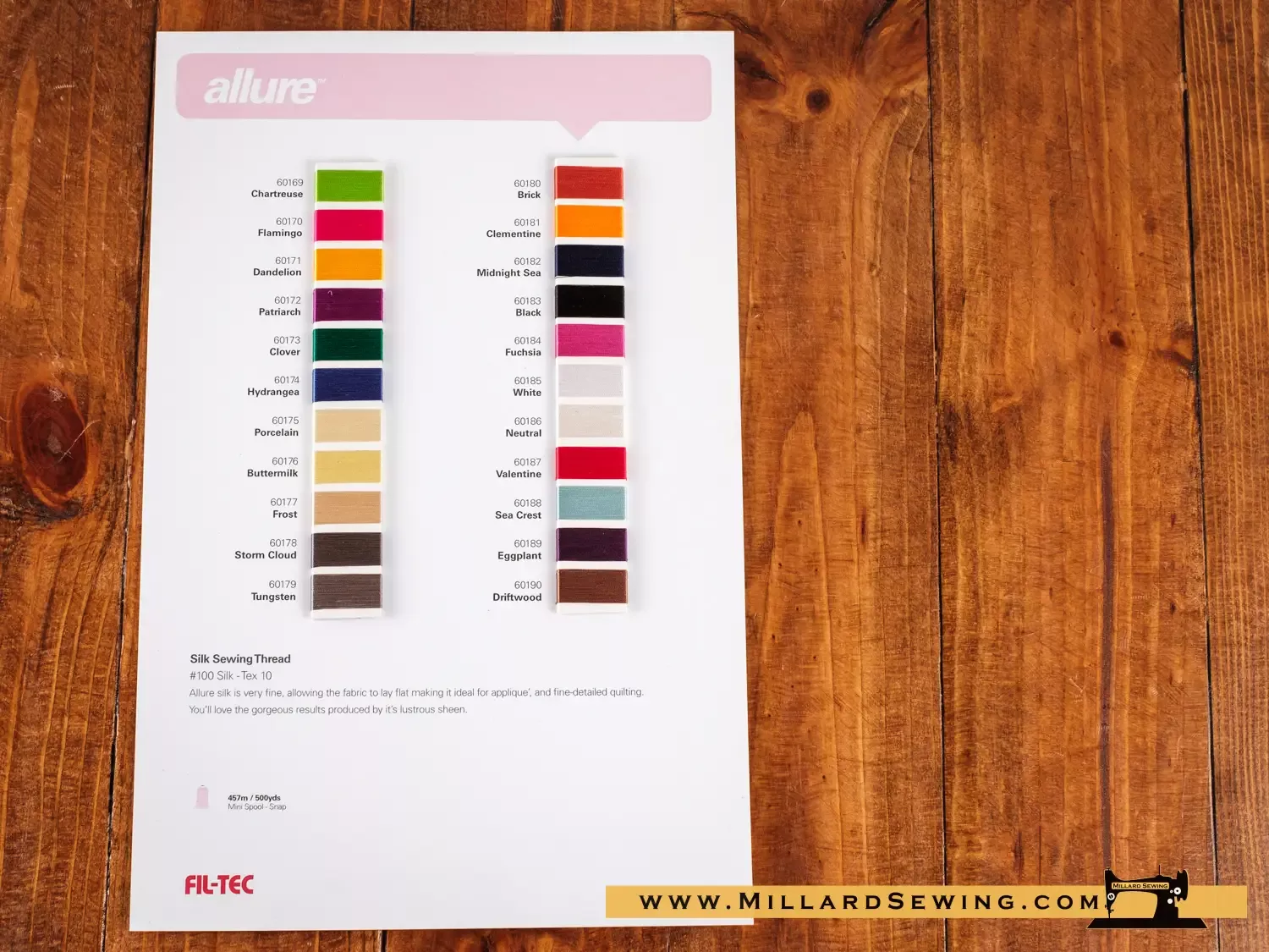 Color Selection Card for Allure Thread by Fil-Tec