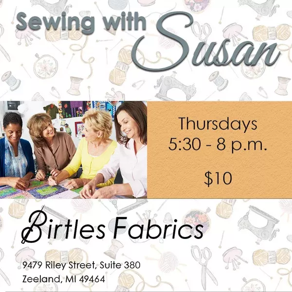 Drop-In Sewing with SusanThursday, July 165:30 - 8 p.m.