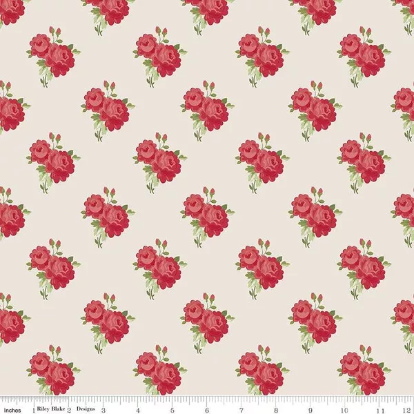 Harry & Alice Go to the Sea Small Floral Red C8473-Red
