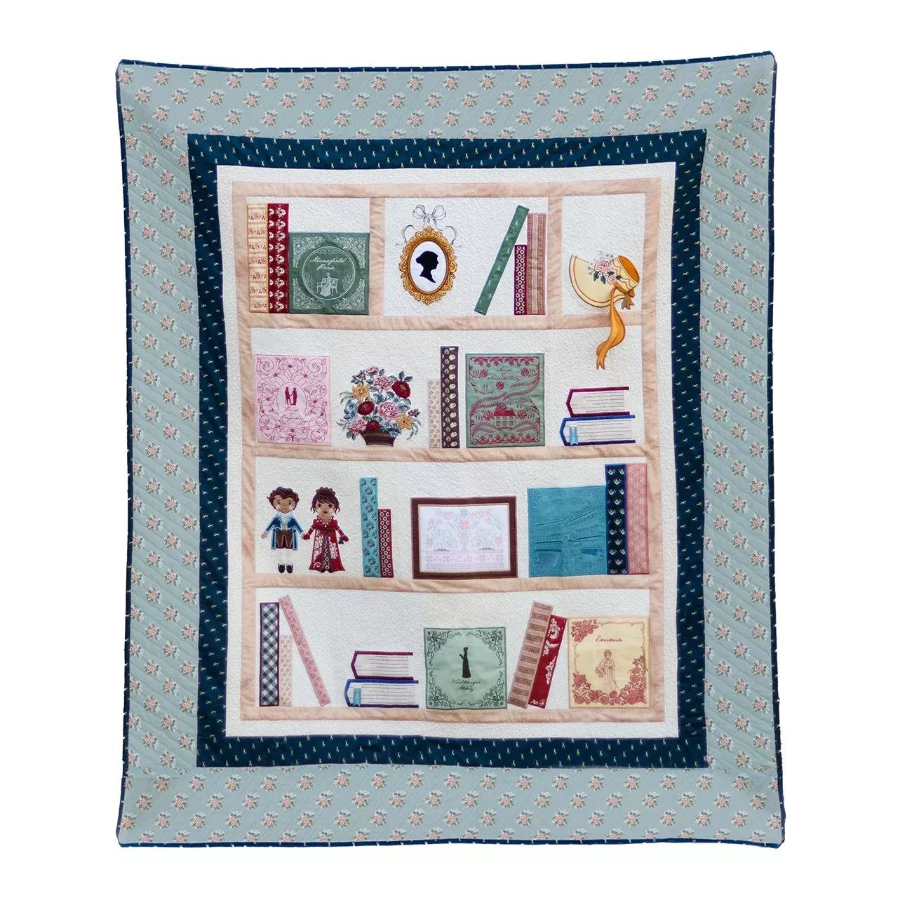 Jane Austen Library Quilt Machine Embroidery Fabric Only Kit | Riley Blake Designs