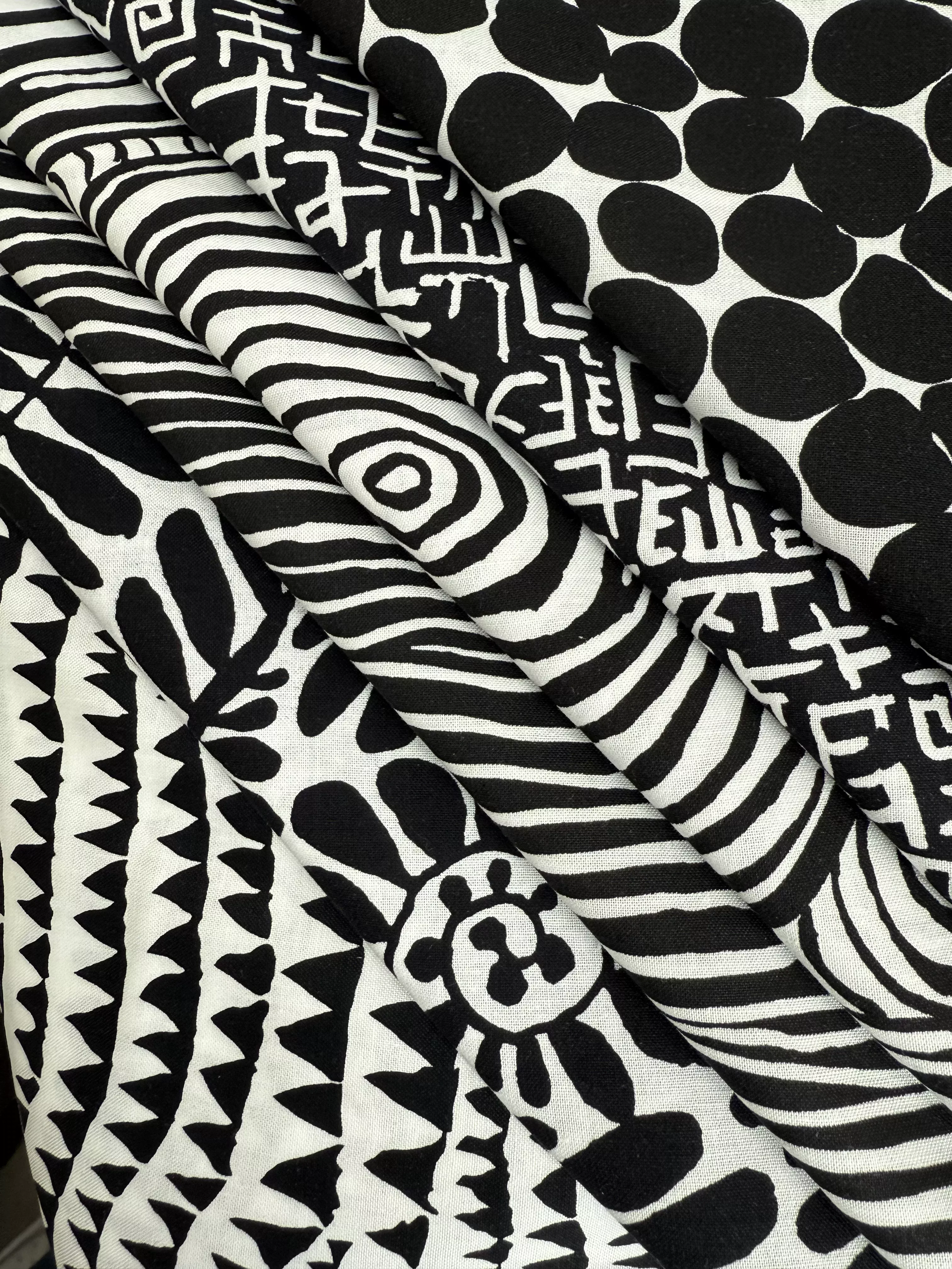 Kaffe Black and White Bundle of 6 1/2 yard prints from Kaffe Fassett for FreeSpirit Fabrics