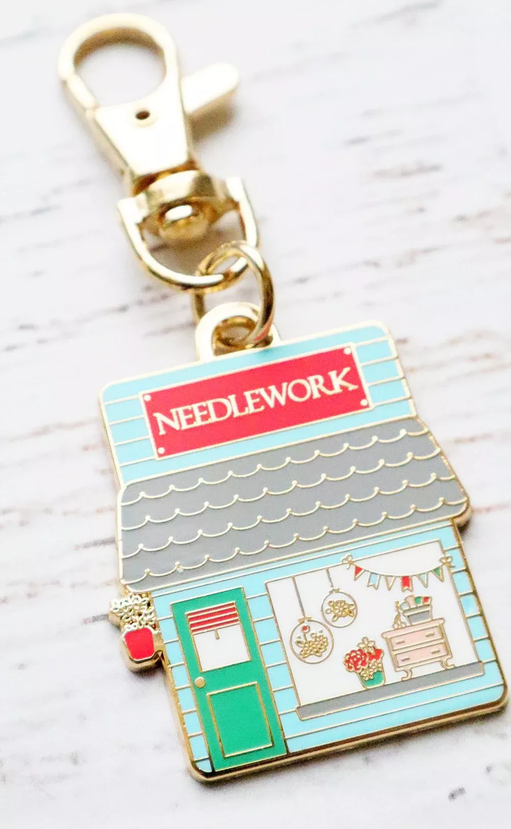 Keyring & Keychain Enamel Charm, NEEDLEWORK SHOP by Flamingo Toes