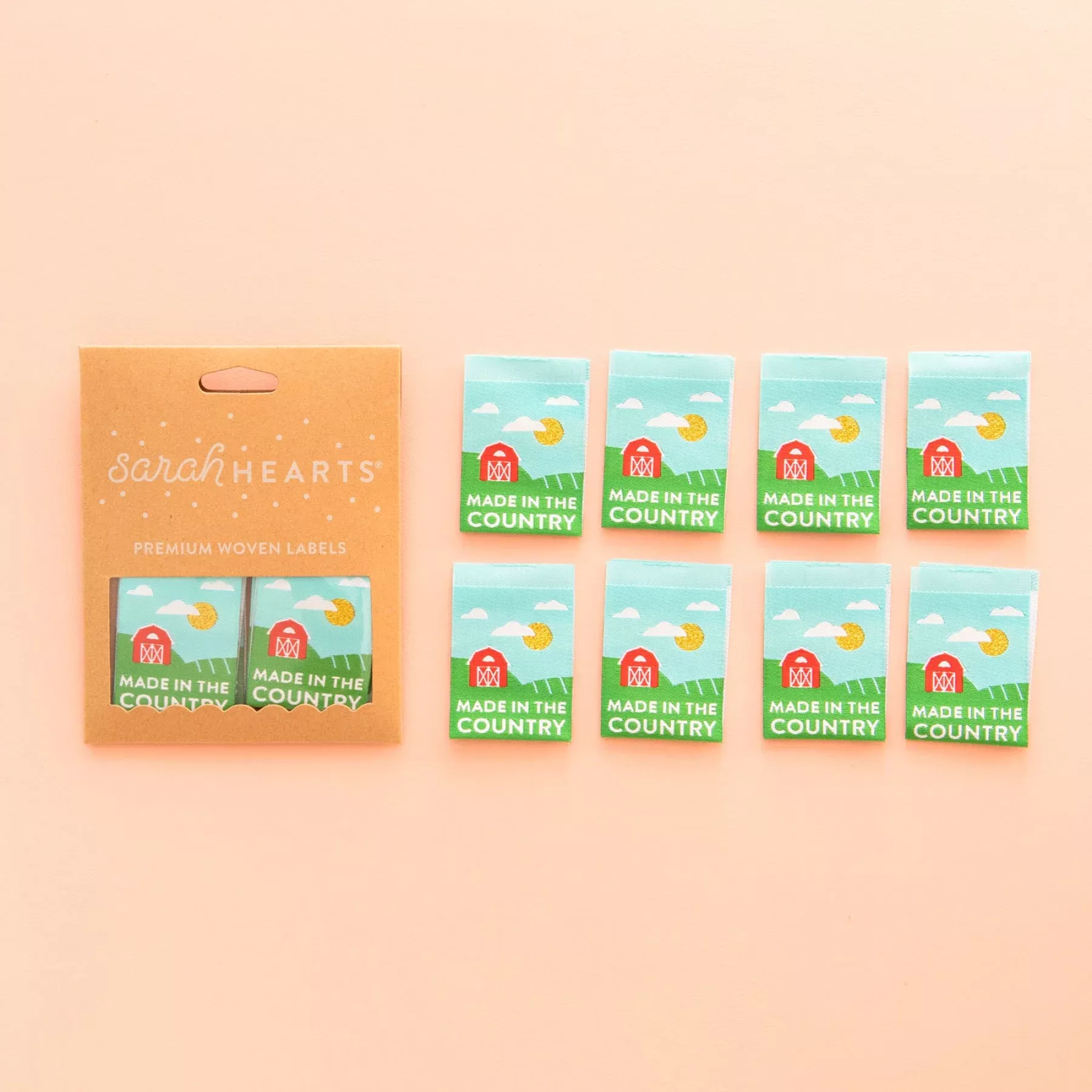 Labels, MADE IN THE COUNTRY Quilt Woven Sew-In Tags by Sarah Hearts
