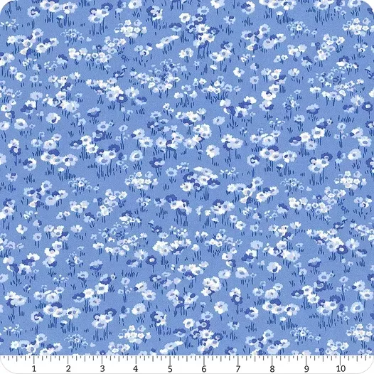Liberty Fabrics Garden Party 01667330A Blue China Darling Daisies