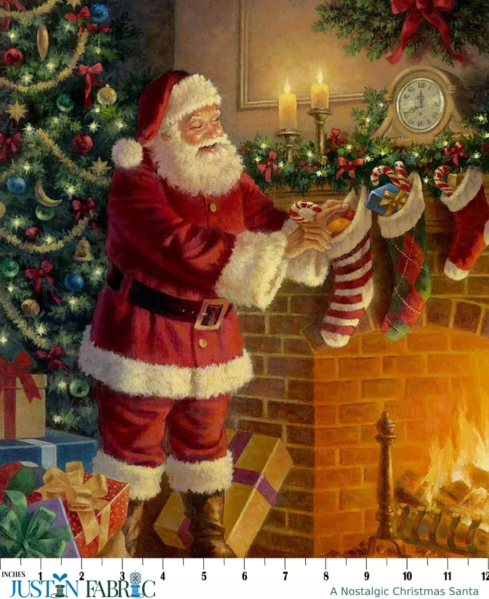 A Nostalgic Christmas Santa by the Fireplace Panel | Riley Blake Designs