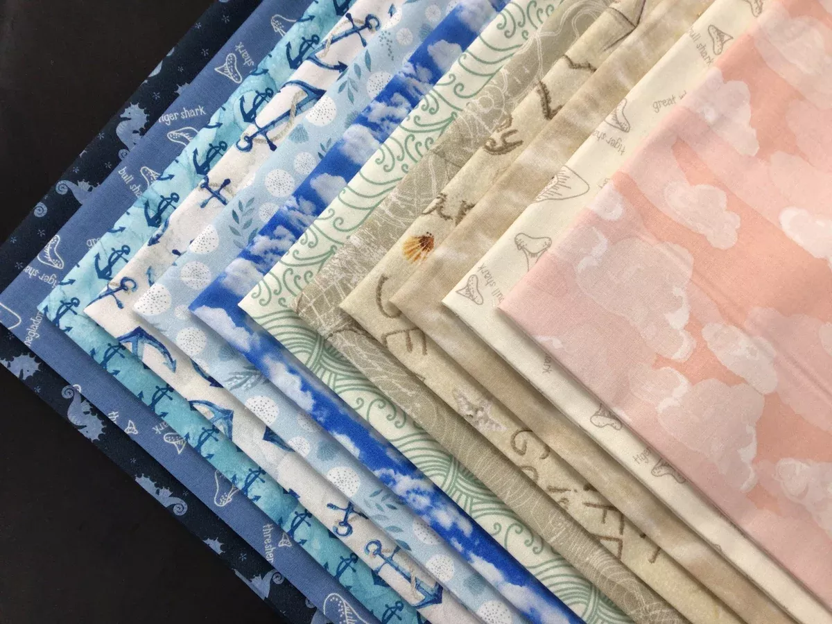 Ocean - PROMO Fat Quarter Bundle - (12/1) 18" x 21" pieces - the Sea and Ocean prints plus one panel