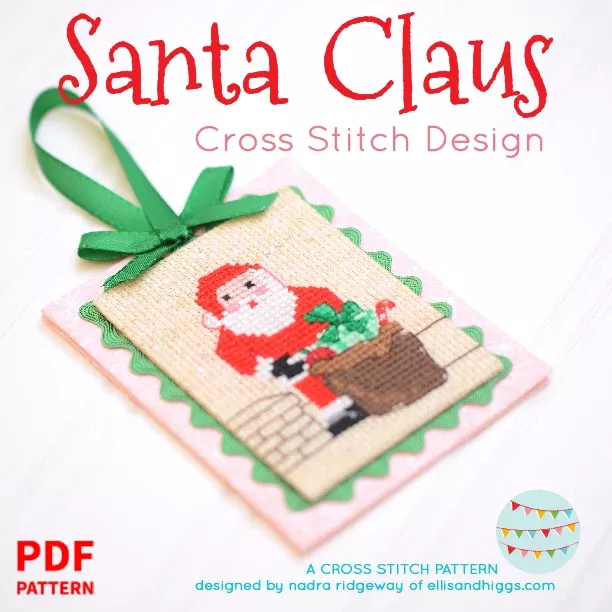 Pattern, Santa Claus Cross Stitch Design by Ellis & Higgs (digital download)