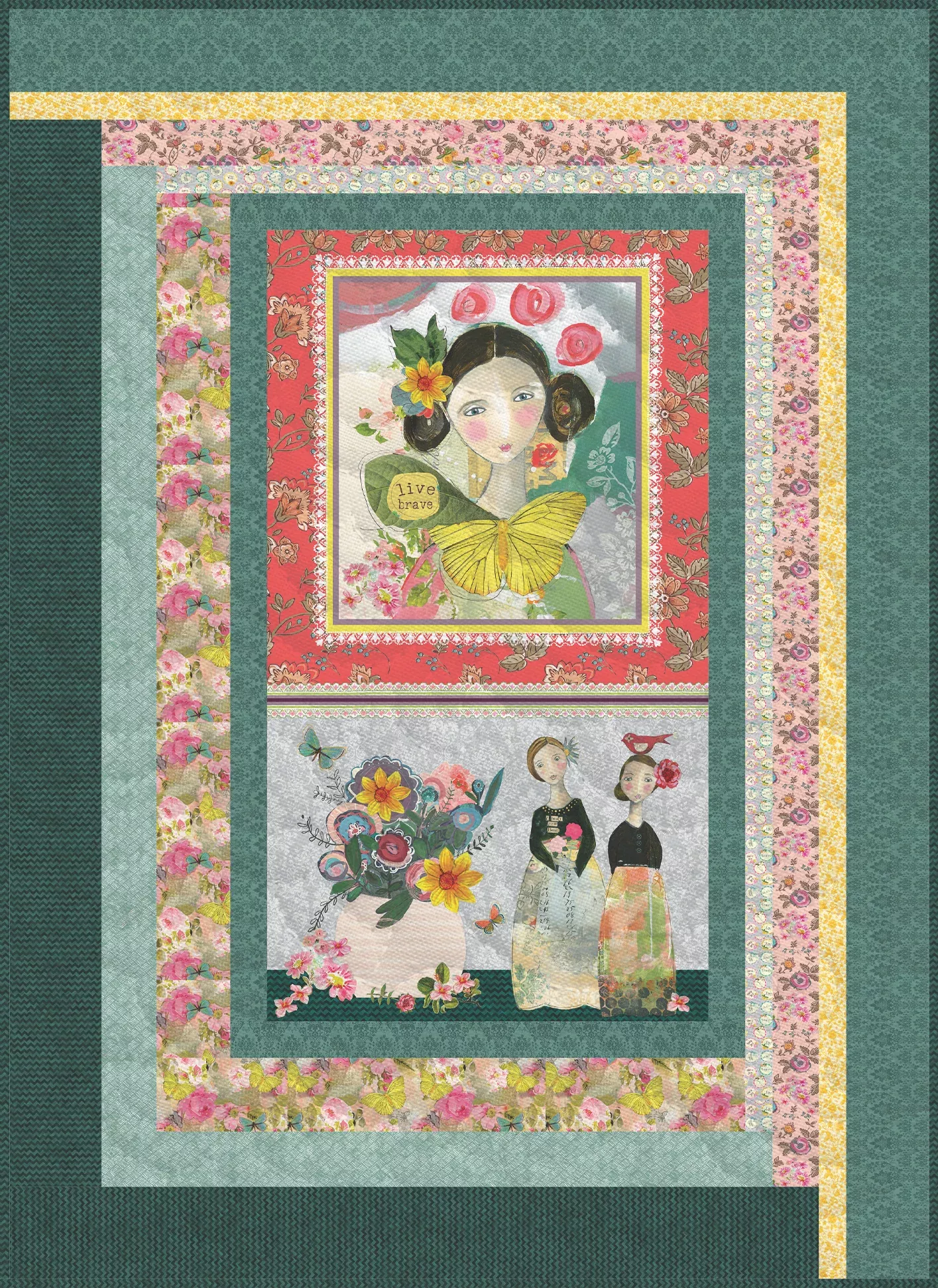 Portrait of a Lady Quilt Kit by Lisa Swenson Ruble featuring Beautiful Life by Kelly Rae Roberts | Benartex