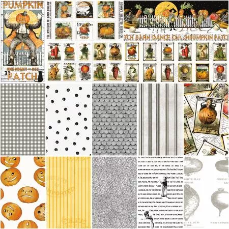 "Pumpkin Patch" by Riley Blake - White - 1 Yard Bundle - 15 pieces