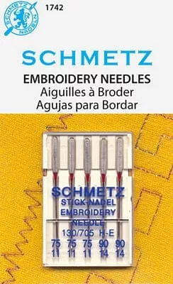 Schmetz - Universal Machine Embroidery Needles - Assortment 5 pack 75/90 - Art.1742