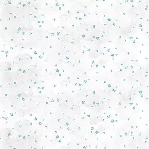 Soft Spoken - by the yard - by Goldi L. Studio for Henry Glass - 1643-76 Turquoise - asterix flower