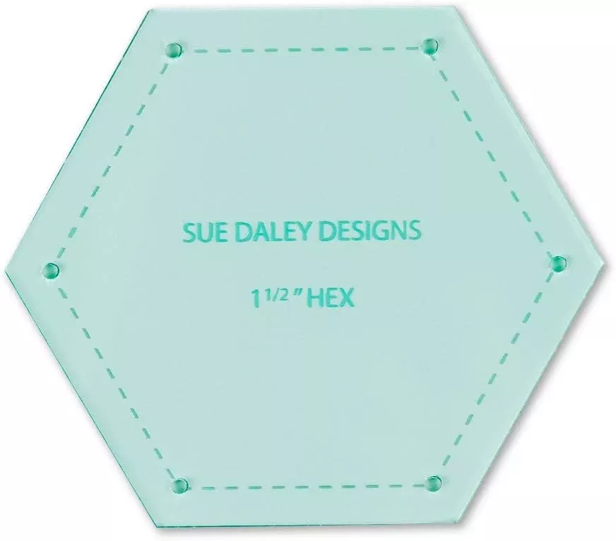 Sue Daley 1 1/2" Hexagon Template For English Paper Piecing