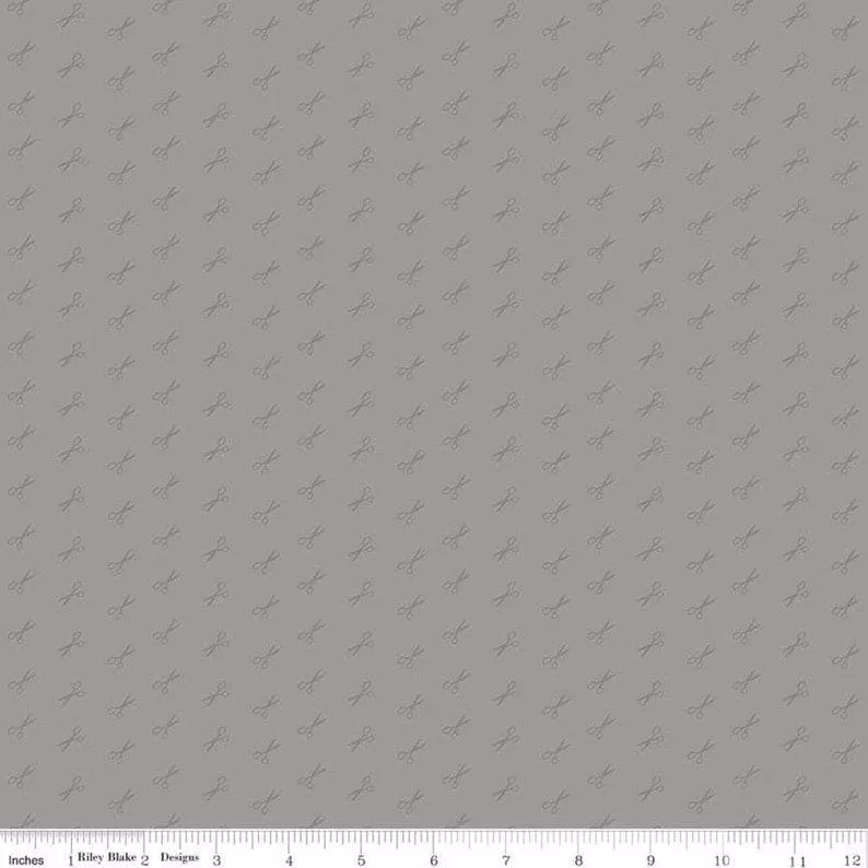 Tone-on-Tone - Per Yard - Scissors - per YARD - by Lori Holt - Riley Blake Designs - C218 Gray