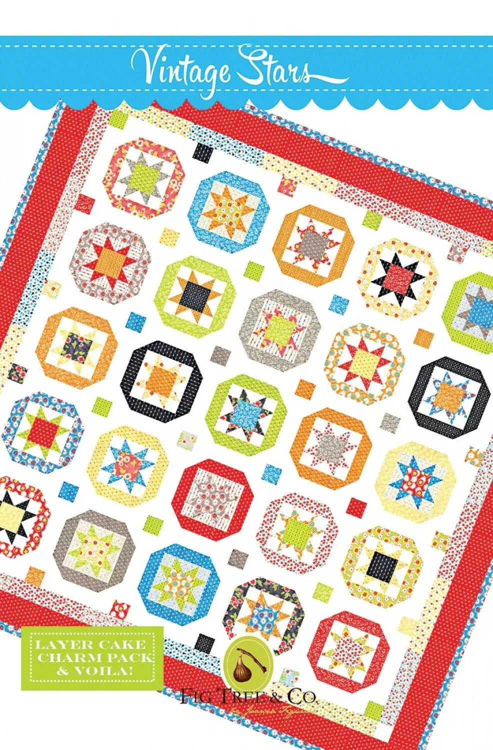 Vintage Stars Printed Pattern Only FTQ1655ByJoanna Figueroa, From Fig Tree Quilts