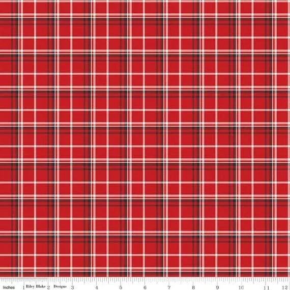 Woodsman - per yard - by Lori Whitlock for Riley Blake Designs - square plaid - C13766 RED
